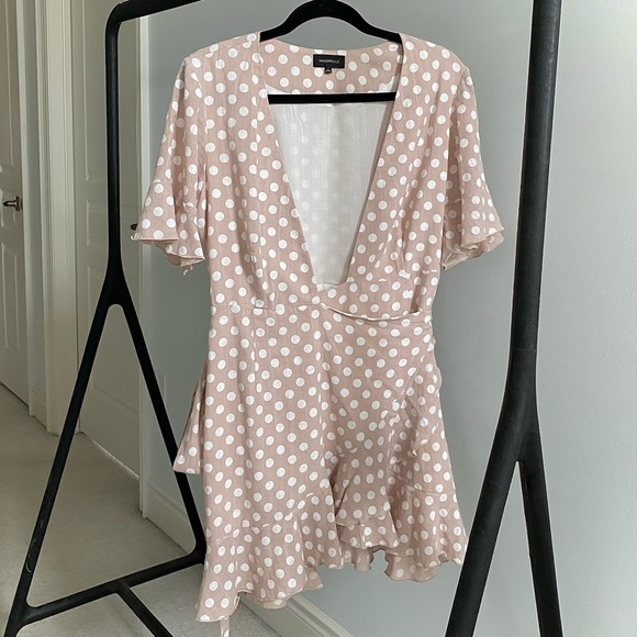 Majorelle Polka Dot Deep V-Neck Wrap Dress - Picture 1 of 6